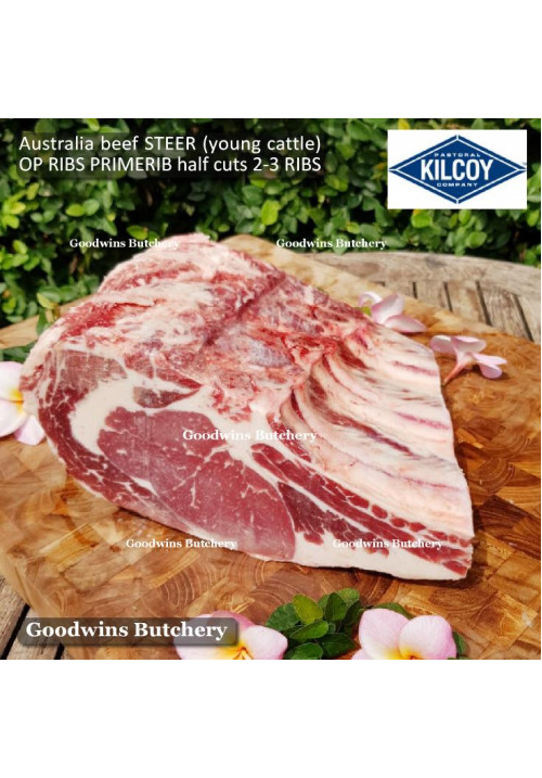 Beef rib PRIMERIB OP RIB Australia STEER (young cattle) KILCOY BLUE DIAMOND frozen HALF CUTS 2-3 ribs +/- 3kg (price/kg)